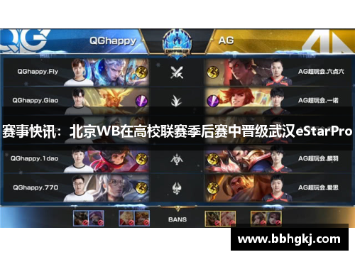 赛事快讯：北京WB在高校联赛季后赛中晋级武汉eStarPro